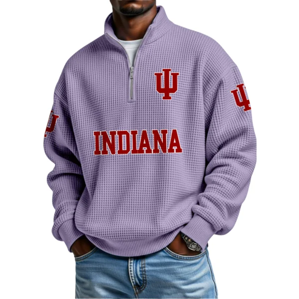 Indiana Hoosiers Waffle Knit Quarter-Zip Long Sleeve Shirt