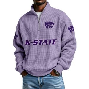 Kansas State Wildcats Waffle Knit Quarter-Zip Long Sleeve Shirt