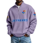 Kansas Jayhawks Waffle Knit Quarter-Zip Long Sleeve Shirt