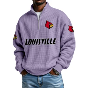 Louisville Cardinals Waffle Knit Quarter-Zip Long Sleeve Shirt