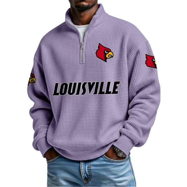 Louisville Cardinals Waffle Knit Quarter-Zip Long Sleeve Shirt
