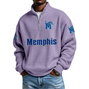 Memphis Tigers Waffle Knit Quarter-Zip Long Sleeve Shirt