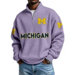 Michigan Wolverines Waffle Knit Quarter-Zip Long Sleeve Shirt