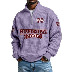 Mississippi State Bulldogs Waffle Knit Quarter-Zip Long Sleeve Shirt