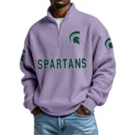 Michigan State Spartans Waffle Knit Quarter-Zip Long Sleeve Shirt