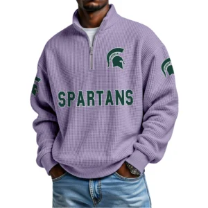 Michigan State Spartans Waffle Knit Quarter-Zip Long Sleeve Shirt