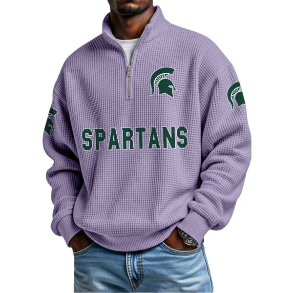 Michigan State Spartans Waffle Knit Quarter-Zip Long Sleeve Shirt