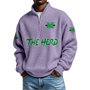 Marshall Thundering Herd Waffle Knit Quarter-Zip Long Sleeve Shirt