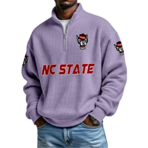NC State Wolfpack Waffle Knit Quarter-Zip Long Sleeve Shirt