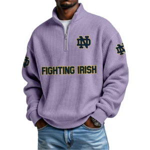 Notre Dame Fighting Irish Waffle Knit Quarter-Zip Long Sleeve Shirt