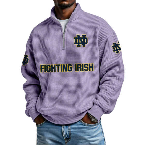 Notre Dame Fighting Irish Waffle Knit Quarter-Zip Long Sleeve Shirt