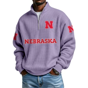 Nebraska Cornhuskers Waffle Knit Quarter-Zip Long Sleeve Shirt