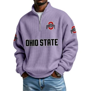 Ohio State Buckeyes Waffle Knit Quarter-Zip Long Sleeve Shirt