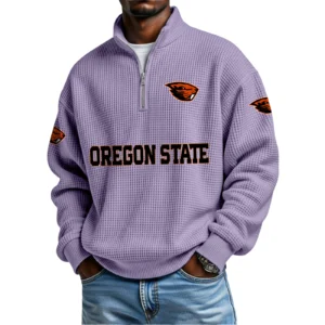 Oregon State Beavers Waffle Knit Quarter-Zip Long Sleeve Shirt