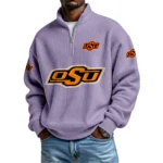 Oklahoma State Cowboys Waffle Knit Quarter-Zip Long Sleeve Shirt