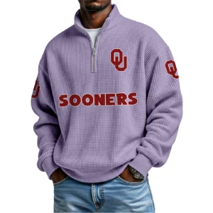 Oklahoma Sooners Waffle Knit Quarter-Zip Long Sleeve Shirt