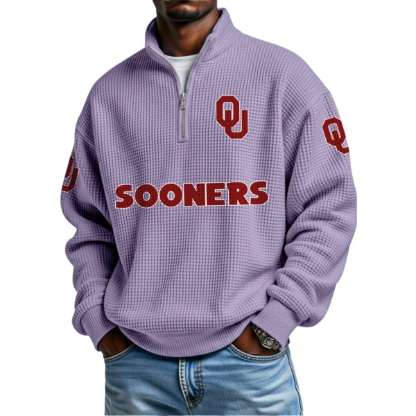 Oklahoma Sooners Waffle Knit Quarter-Zip Long Sleeve Shirt