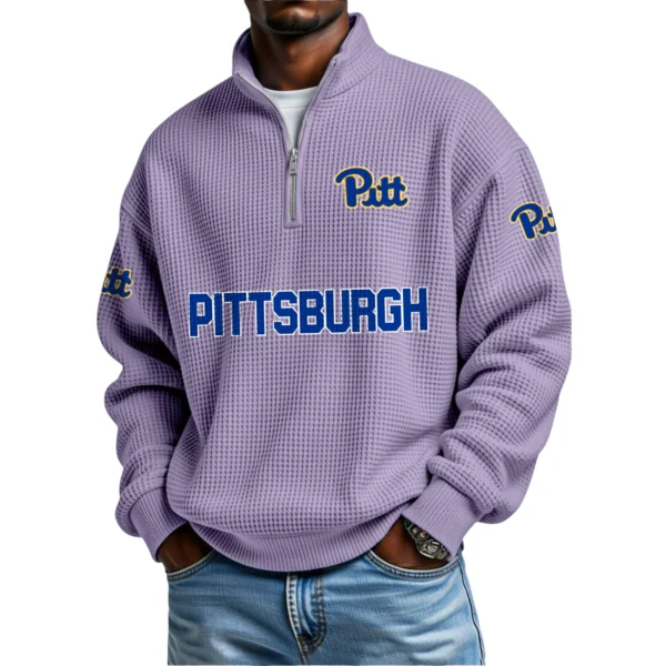 Pittsburgh Panthers Waffle Knit Quarter-Zip Long Sleeve Shirt