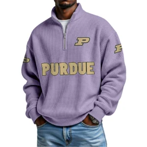 Purdue Boilermakers Waffle Knit Quarter-Zip Long Sleeve Shirt