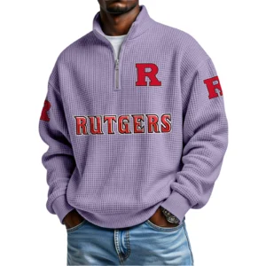 Rutgers Scarlet Knights Waffle Knit Quarter-Zip Long Sleeve Shirt