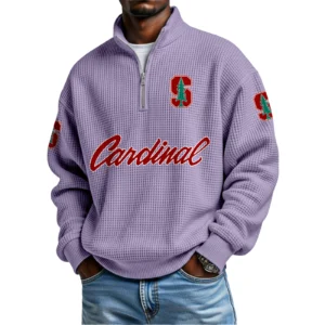 Stanford Cardinal Waffle Knit Quarter-Zip Long Sleeve Shirt