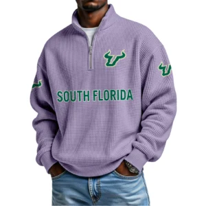 South Florida Bulls Waffle Knit Quarter-Zip Long Sleeve Shirt