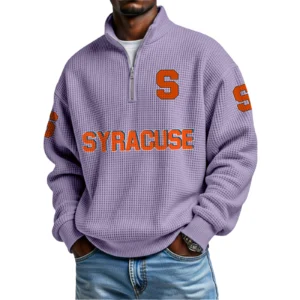 Syracuse Orange Waffle Knit Quarter-Zip Long Sleeve Shirt