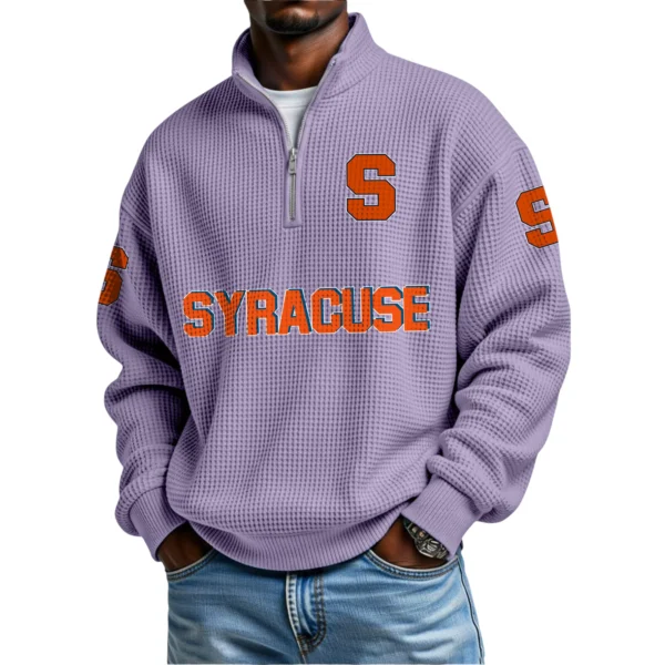Syracuse Orange Waffle Knit Quarter-Zip Long Sleeve Shirt