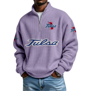 Tulsa Golden Hurricane Waffle Knit Quarter-Zip Long Sleeve Shirt