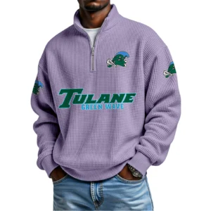 Tulane Green Wave Waffle Knit Quarter-Zip Long Sleeve Shirt