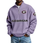 Georgia Bulldogs Waffle Knit Quarter-Zip Long Sleeve Shirt