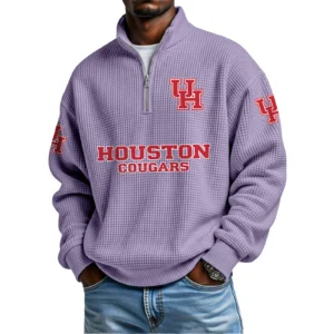 Houston Cougars Waffle Knit Quarter-Zip Long Sleeve Shirt