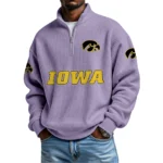Iowa Hawkeyes Waffle Knit Quarter-Zip Long Sleeve Shirt