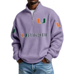 Miami Hurricanes Waffle Knit Quarter-Zip Long Sleeve Shirt