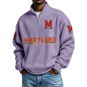 Maryland Terrapins Waffle Knit Quarter-Zip Long Sleeve Shirt