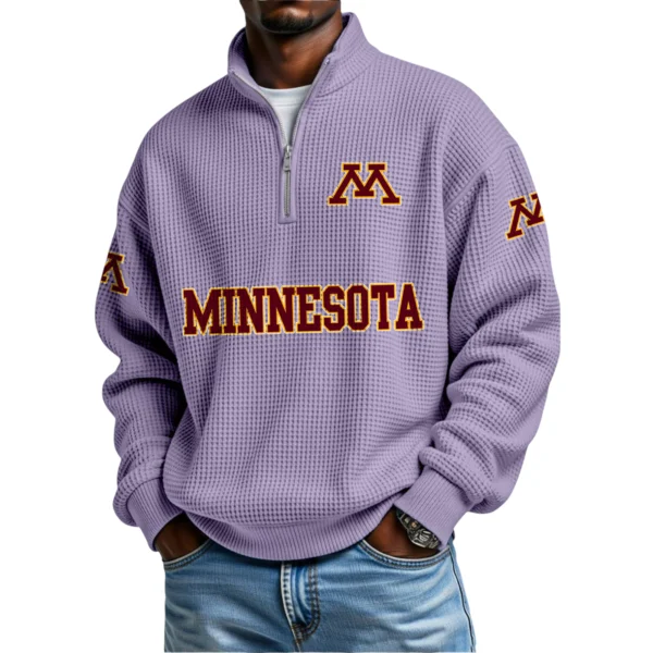 Minnesota Golden Gophers Waffle Knit Quarter-Zip Long Sleeve Shirt