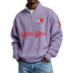 Utah Utes Waffle Knit Quarter-Zip Long Sleeve Shirt