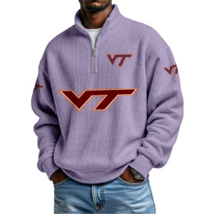 Virginia Tech Hokies Waffle Knit Quarter-Zip Long Sleeve Shirt