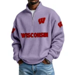 Wisconsin Badgers Waffle Knit Quarter-Zip Long Sleeve Shirt