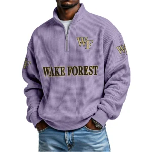 Wake Forest Demon Deacons Waffle Knit Quarter-Zip Long Sleeve Shirt