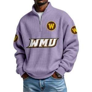 Western Michigan Broncos Waffle Knit Quarter-Zip Long Sleeve Shirt