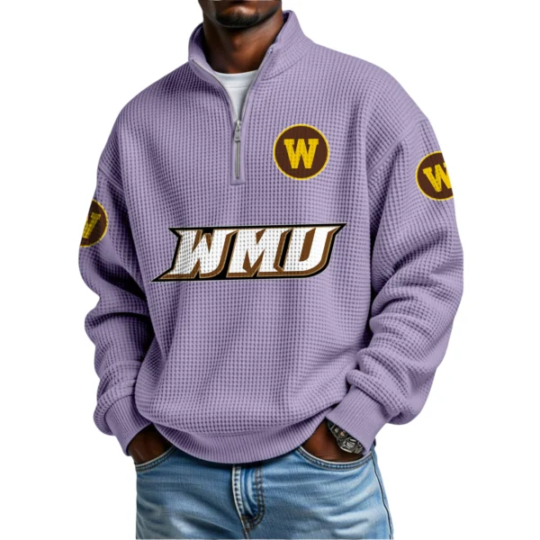 Western Michigan Broncos Waffle Knit Quarter-Zip Long Sleeve Shirt