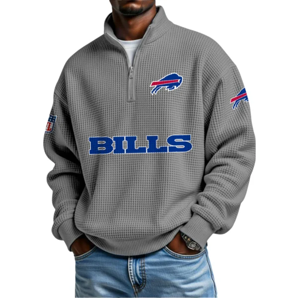 Buffalo Bills Waffle Knit Quarter-Zip Long Sleeve Shirt