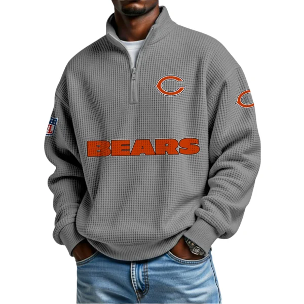 Chicago Bears Waffle Knit Quarter-Zip Long Sleeve Shirt