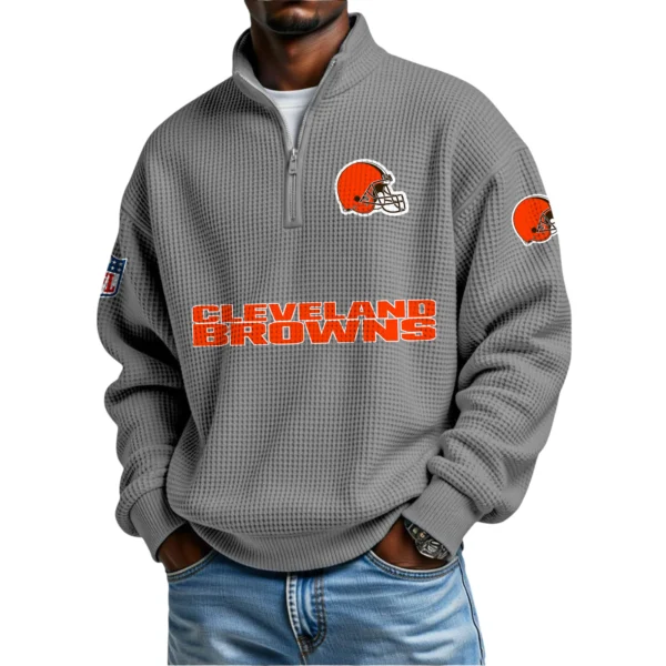Cleveland Browns Waffle Knit Quarter-Zip Long Sleeve Shirt