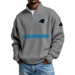 Carolina Panthers Waffle Knit Quarter-Zip Long Sleeve Shirt