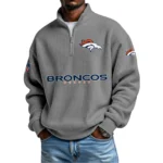 Denver Broncos Waffle Knit Quarter-Zip Long Sleeve Shirt