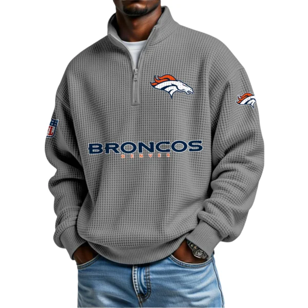 Denver Broncos Waffle Knit Quarter-Zip Long Sleeve Shirt