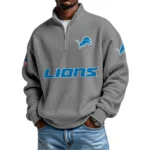Detroit Lions Waffle Knit Quarter-Zip Long Sleeve Shirt