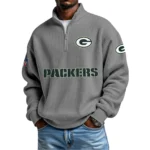Green Bay Packers Waffle Knit Quarter-Zip Long Sleeve Shirt
